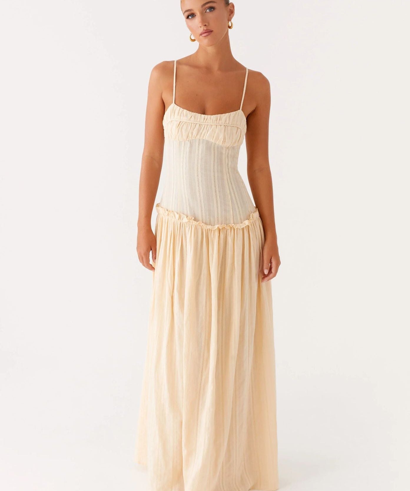 Jamy | Elegant Back Slip Color-Block Maxi Dress