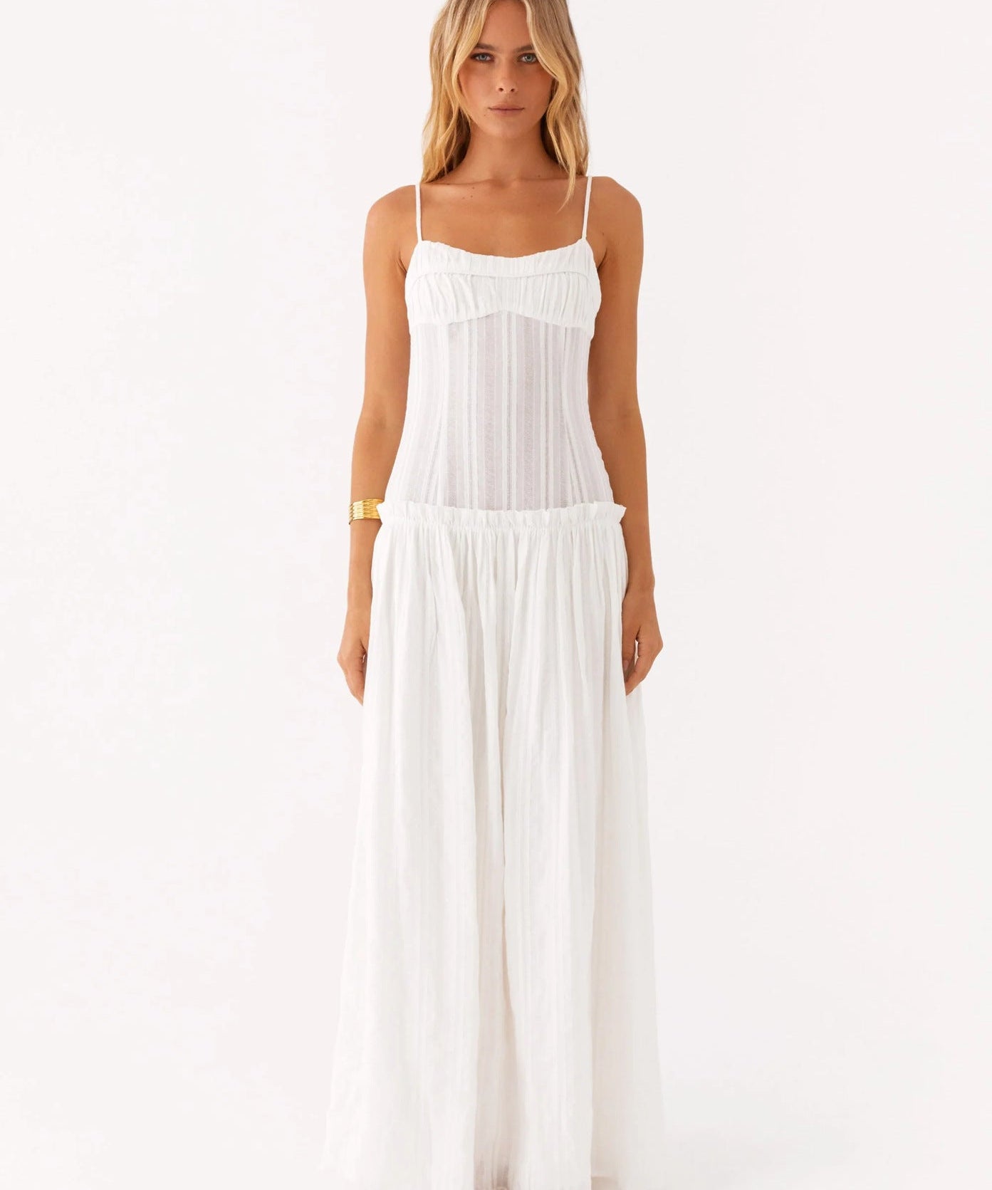 Jamy | Elegant Back Slip Color-Block Maxi Dress