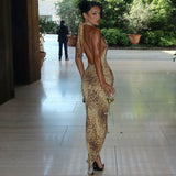 Graceful | Leopard Backless Sleeveless Maxi Dress