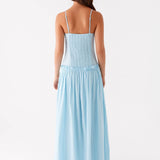 Jamy | Elegant Back Slip Color-Block Maxi Dress