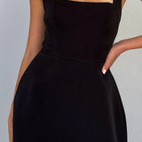 Elise | Structured A-Line Sculpting Halter Mini Dress