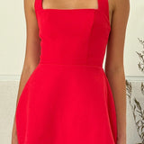 Elise | Structured A-Line Sculpting Halter Mini Dress