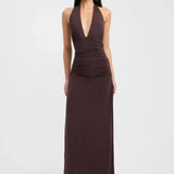Ophelia | Open Back Ruched Plunging Maxi Dress