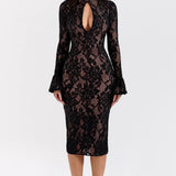 Rosita | Floral Knitted Lace Midi Dress