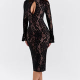 Rosita | Floral Knitted Lace Midi Dress