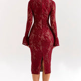 Rosita | Floral Knitted Lace Midi Dress
