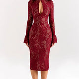 Rosita | Floral Knitted Lace Midi Dress