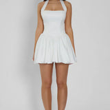 Holly | Structured Pleated Halterneck Corset Mini Dress