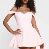 Carmela | Off-Shoulder Babydoll Mini Dress