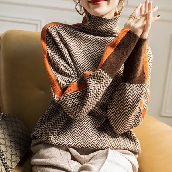Éléonore | Luxe Chevron Roll Neck