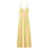 Lumière |Timeless Silk-Finish Lumière Luminous Slip Maxi Dress