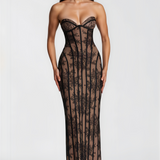 Urszula | Black Off-Shoulder Floral Lace Maxi Dress