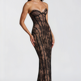 Urszula | Black Off-Shoulder Floral Lace Maxi Dress