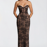 Urszula | Black Off-Shoulder Floral Lace Maxi Dress