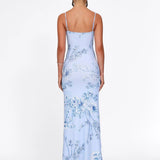 Julie | Elegant Printed Sleeveless  Rose Stripe Flowy Maxi Dress