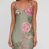 Julie | Elegant Printed Sleeveless  Rose Stripe Flowy Maxi Dress