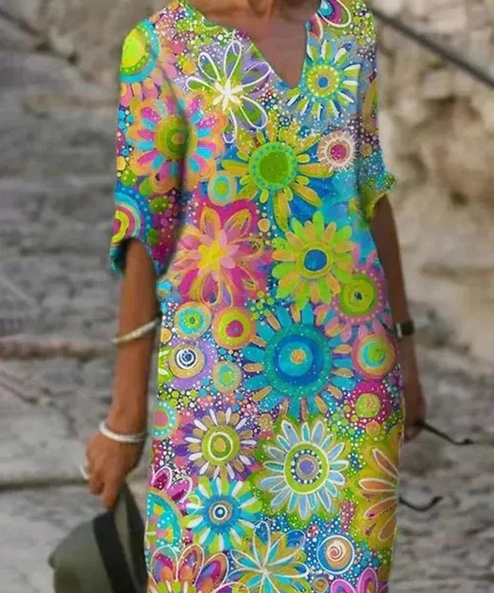 Nira | Vibrant Floral Midi Dress