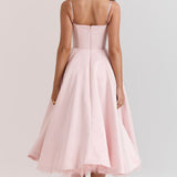 Daisy | Structured Bodice Luxurious Satin Corset Midi Dress