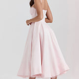 Daisy | Structured Bodice Luxurious Satin Corset Midi Dress