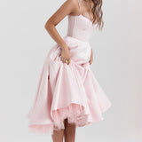Daisy | Structured Bodice Luxurious Satin Corset Midi Dress