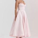 Daisy | Structured Bodice Luxurious Satin Corset Midi Dress