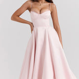 Daisy | Structured Bodice Luxurious Satin Corset Midi Dress