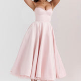 Daisy | Structured Bodice Luxurious Satin Corset Midi Dress