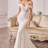 Jolie | Mermaid Silhouette Lace Embroidered Off-Shoulder Maxi Dress