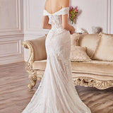 Jolie | Mermaid Silhouette Lace Embroidered Off-Shoulder Maxi Dress