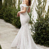 Jolie | Mermaid Silhouette Lace Embroidered Off-Shoulder Maxi Dress