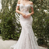 Jolie | Mermaid Silhouette Lace Embroidered Off-Shoulder Maxi Dress