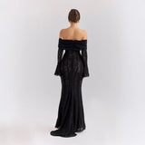 Lissy | Bell Sleeve Lace Off-Shoulder Maxi Dress