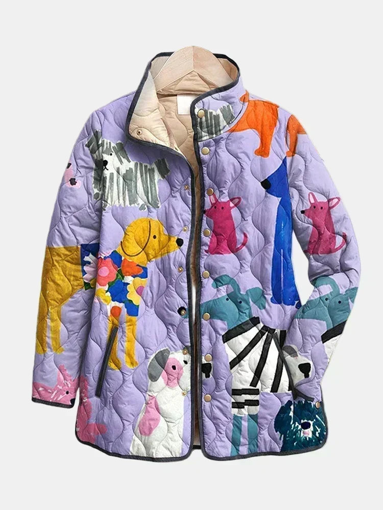 Michèle | Quilted Jacket with Small Dogs