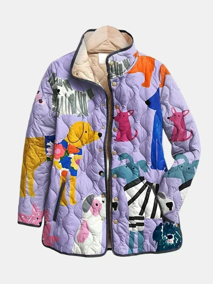 Michèle | Quilted Jacket with Small Dogs