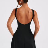Alana | Black High Neck Bubble Mini Dress