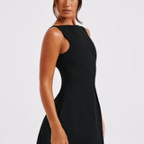 Alana | Black High Neck Bubble Mini Dress