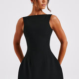 Alana | Black High Neck Bubble Mini Dress