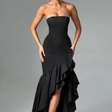 Martyna | Strapless High-Low Ruffle Maxi Dress