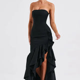 Martyna | Strapless High-Low Ruffle Maxi Dress