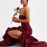 Martyna | Strapless High-Low Ruffle Maxi Dress