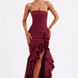 Martyna | Strapless High-Low Ruffle Maxi Dress