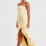 Martyna | Strapless High-Low Ruffle Maxi Dress