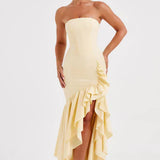 Martyna | Strapless High-Low Ruffle Maxi Dress