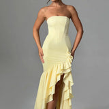 Martyna | Strapless High-Low Ruffle Maxi Dress