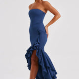 Martyna | Strapless High-Low Ruffle Maxi Dress
