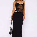 Steph | Sultry High-Slit Allure Mesh Cut-Out Maxi Dress