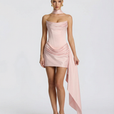 Lux | Draped Halter Asymmetric Sash Corset Mini Dress