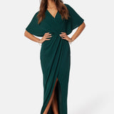Lana | Dark Green Wrap-Style Maxi Dress