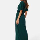 Lana | Dark Green Wrap-Style Maxi Dress