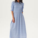 Lisa | Blue Smocked Midi Dress